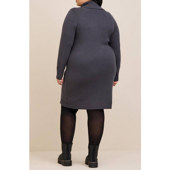 NEW $99 TORRID Sweater Dress Gray Plus Size 2X At The Knee Ultra Soft Turtleneck - Picture 4 of 8